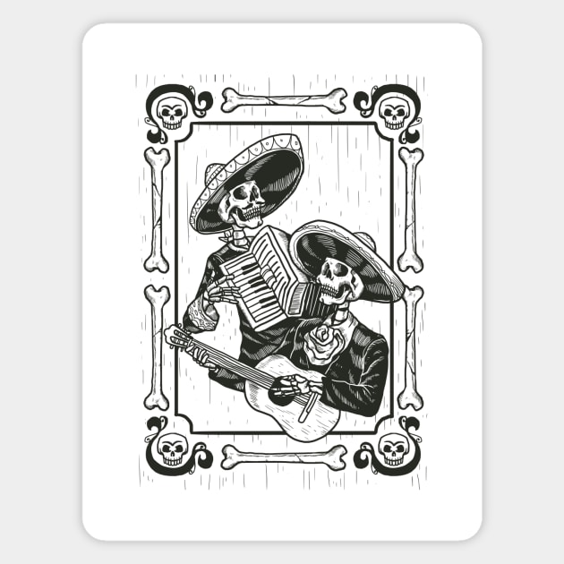 Mariachi Dia De Los Muertos Magnet by MCAL Tees